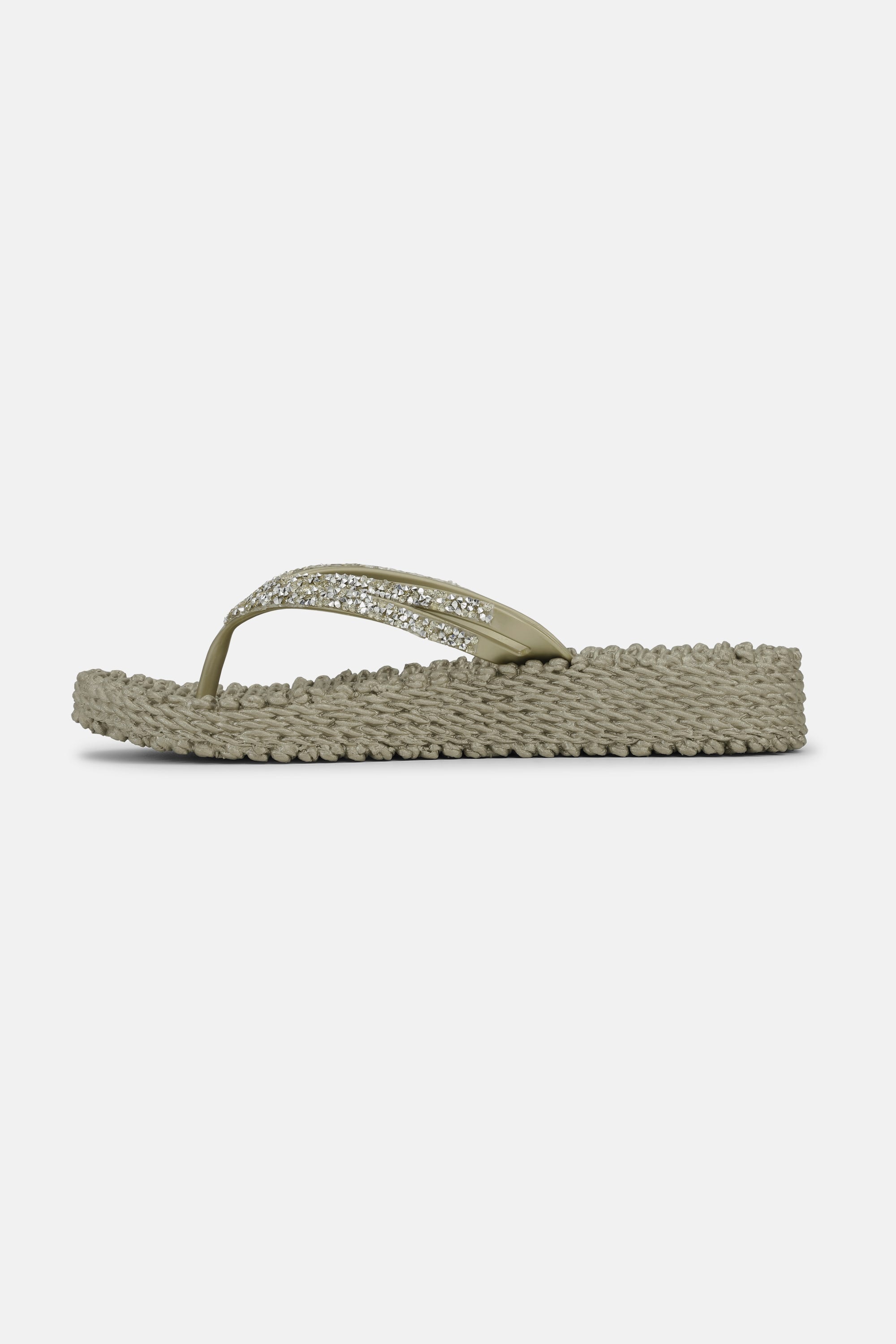 Plateau Flip-Flops Glitzersteine - Platin